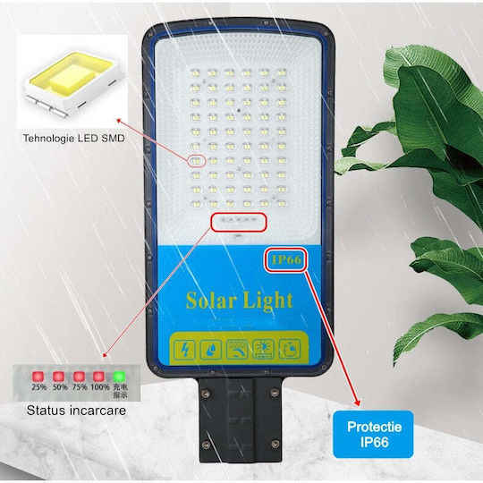 Street Solar Light 400W 3200lm Cold White 6500K with Motion Sensor and Remote Control IP66 49cmx21cmx5.5cmcm