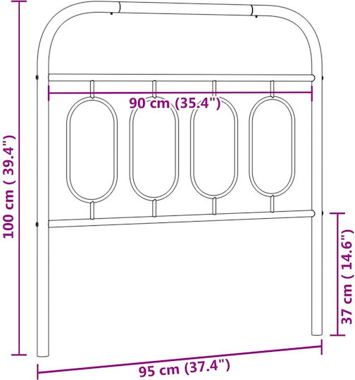 vidaXL Metallic White Bed Headboard 95x100cm