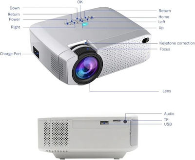 Andowl B Mini Projector με Wi-Fi και Ενσωματωμένα Ηχεία Λευκός