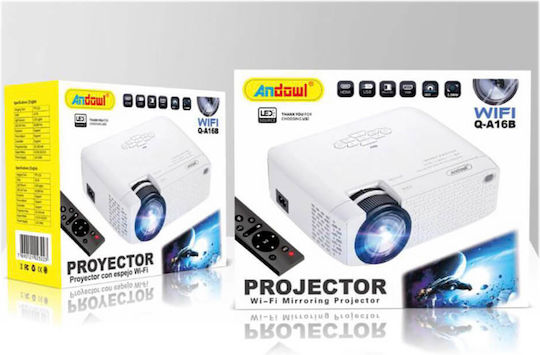 Andowl Q-A16B Mini Beamer LCD Mit Einfache Lampe mit Wi-Fi und Eingebauten Lautsprechern Q-A16