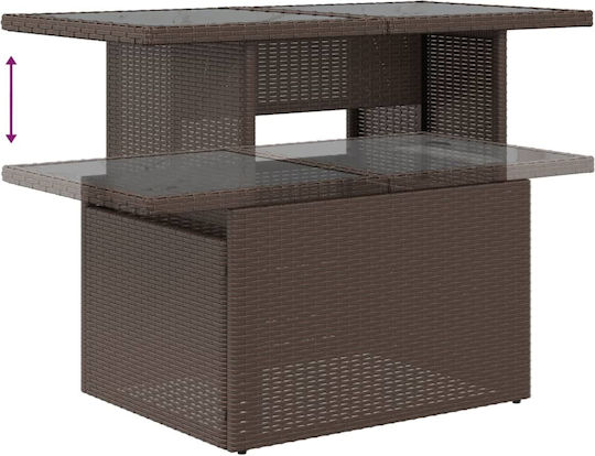 Masa pentru spații exterioare Rattan cu suprafață din sticlă CAFE 100x55x73buc