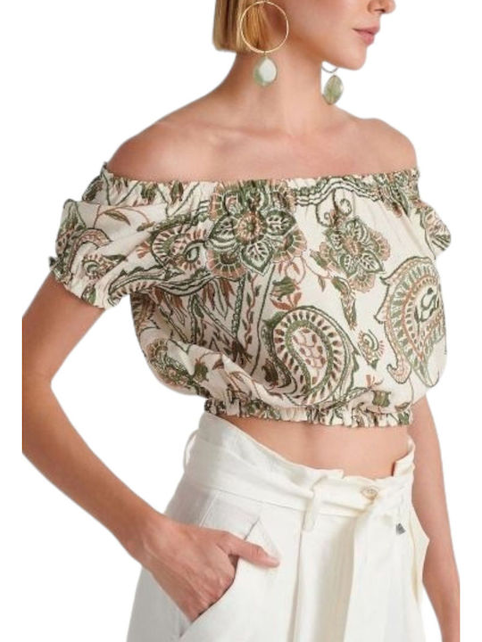 Attrattivo Damen Crop Top Blumen Multicolor