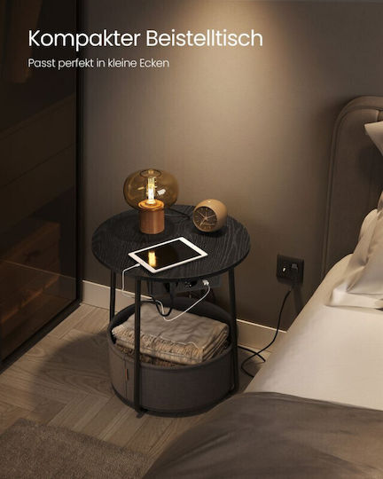 Στρογγυλό Βοηθητικό Τραπεζάκι Ξύλινο Ebony Black / Slate Gray Μ45xΠ45xΥ50εκ.