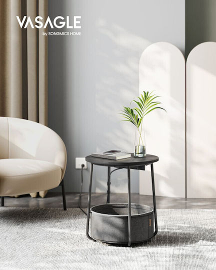 Στρογγυλό Βοηθητικό Τραπεζάκι Ξύλινο Ebony Black / Slate Gray Μ45xΠ45xΥ50εκ.