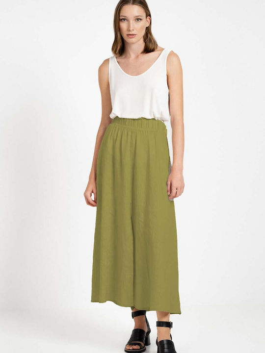 Philosophy Wear Linen Midi Skirt Green