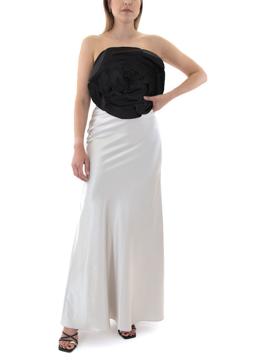 Satin Maxi Fustă Silver