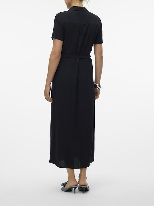 Vero Moda Maxi Shirt Dress Dress Plain Black