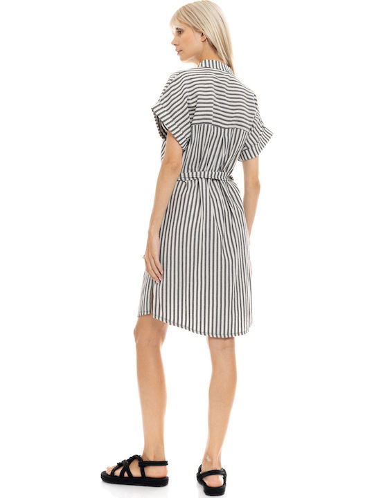 Γυναικείο Beachdress Pink Label Φόρεμα Σεμιζιέ Μαύρο Ριγέ Regular Fit Cotton Γυναικείο Beachdress Pink Label Φόρεμα Σεμιζιέ Μαύρο Ριγέ Regular Fit Cotton