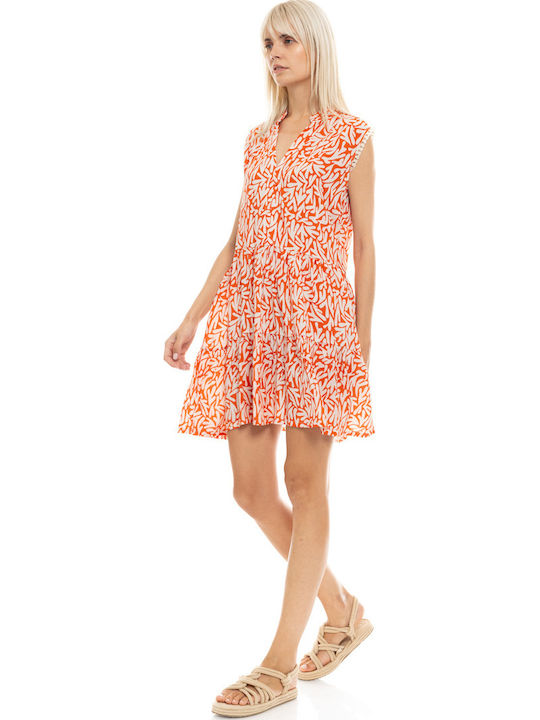Γυναικείο Beachdress Pink Label Εμπριμέ Mini Φόρεμα Regular Fit Viscose