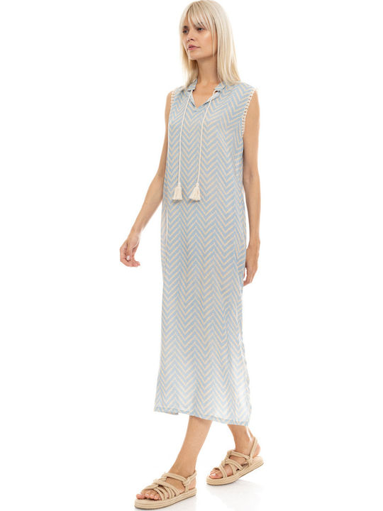 Γυναικείο Beachdress Pink Label Εμπριμέ Maxi Φόρεμα Regular Fit Viscose