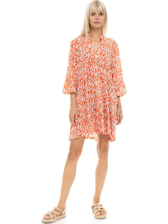 Women's Beachdress Pink Label Printed Mini Dress Regular Fit Viscose