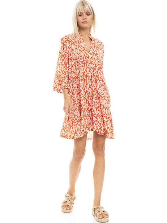 Women's Beachdress Pink Label Printed Mini Dress Regular Fit Viscose