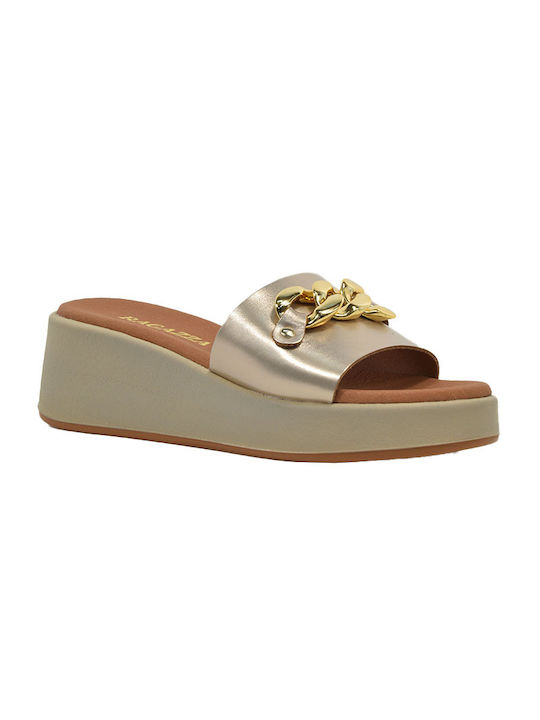 Ragazza Women's Leather Platform Wedge Sandals Beige