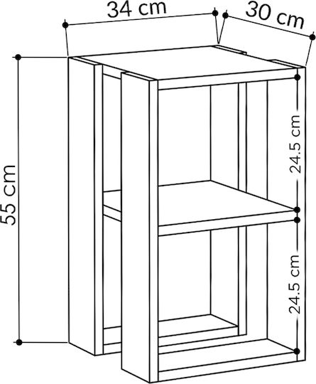 Bedside Table Lonie Wooden Black 34x30x55cm