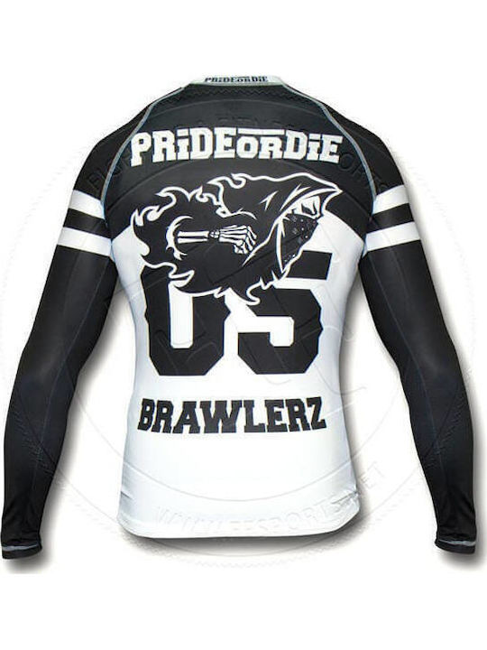 PrideOrDie Long Sleeve Shirt POD-R-007-BK/WH for Jiu-Jitsu / MMA Black