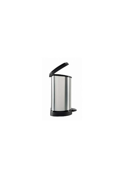 Curver Plastic Waste Bin with Pedal Black-Silver 20L