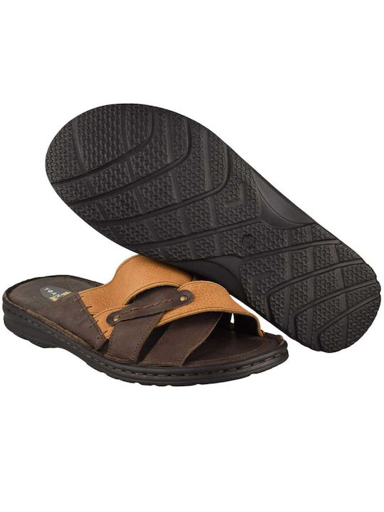 Yfantidis Leder Herrensandalen in Braun Farbe