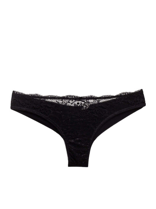 Damen Brasilien Nahtlos mit Spitze Black