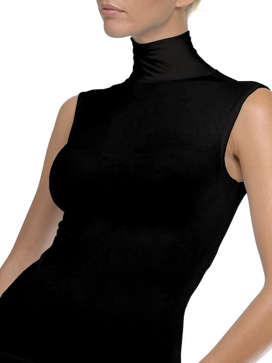 Helios Women's Sleeveless Turtleneck T-Shirt Black