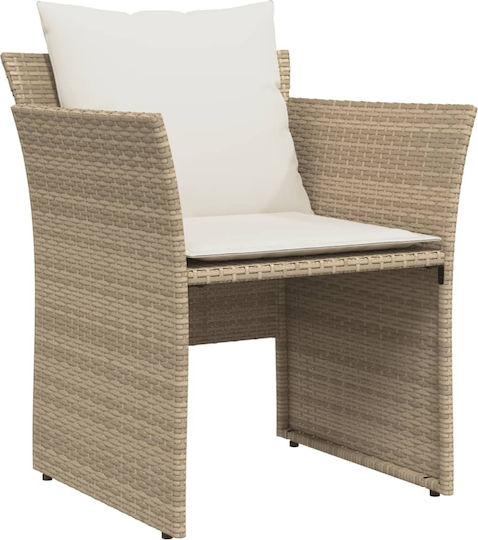 Outdoor-Sessel Rattan Beige mit Kissen 50x50x36εκ.