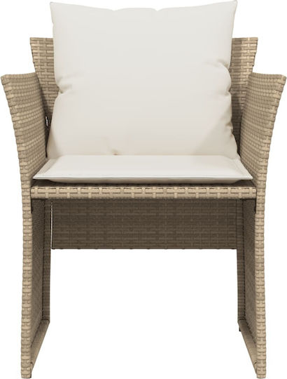 Outdoor-Sessel Rattan Beige mit Kissen 50x50x36εκ.