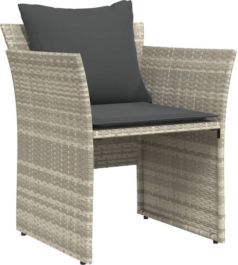 Outdoor Armchair Rattan Light Gray with Cushion 50x50x36cm