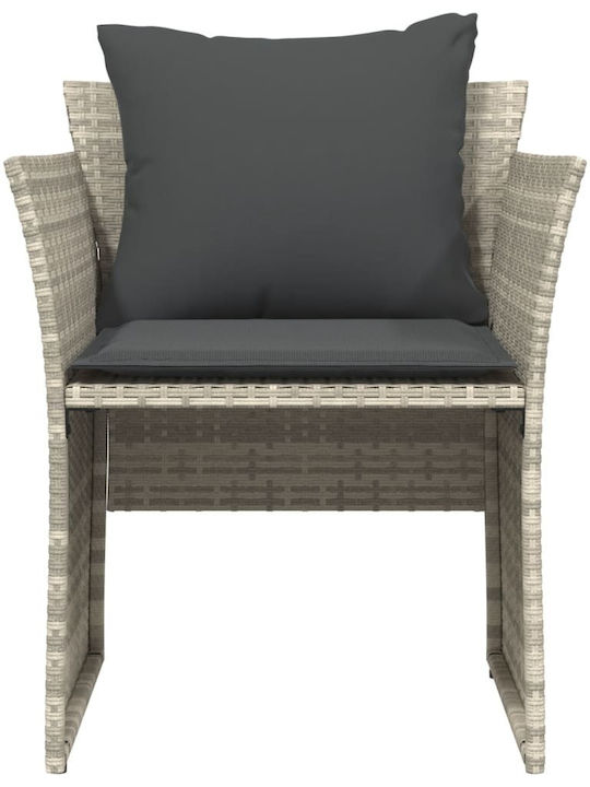 Outdoor-Sessel Rattan Light Grey mit Kissen 50x50x36εκ.