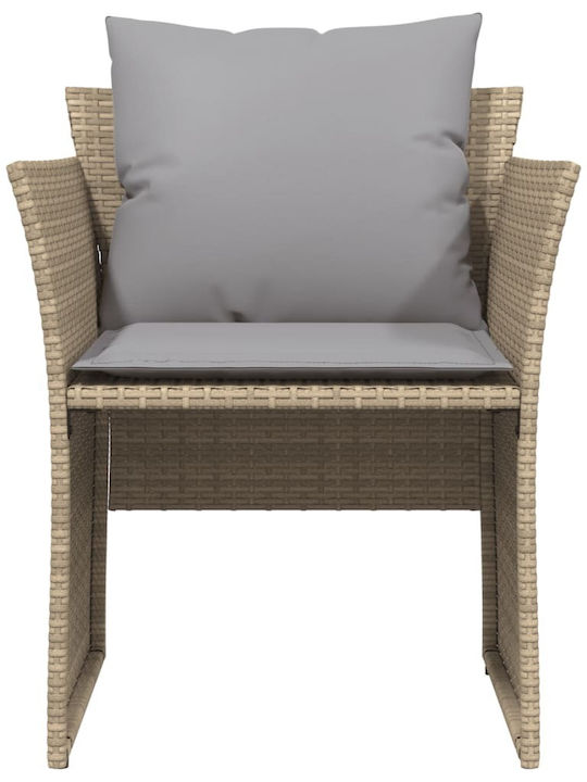 Fotoliu de exterior Rattan Bej cu pernă 50x50x36cm