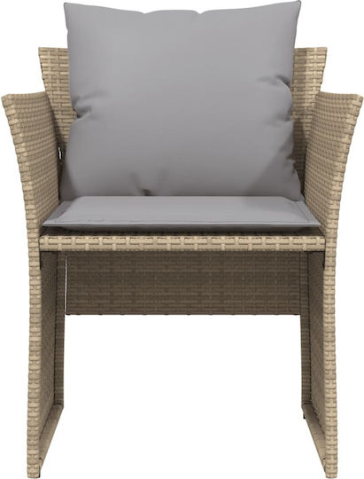 Outdoor-Sessel Rattan Beige mit Kissen 50x50x36εκ.