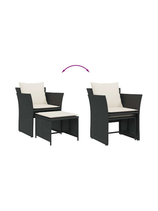 Fotoliu de exterior Rattan Negru cu pernă 50x50x36cm