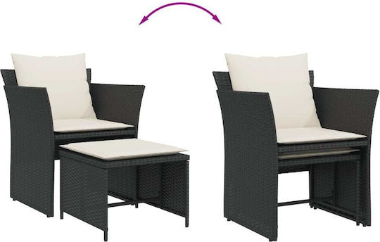 Outdoor-Sessel Rattan Black mit Kissen 50x50x36εκ.