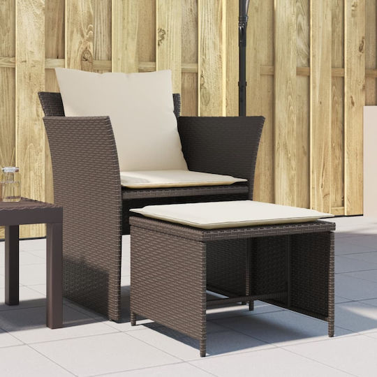 Outdoor-Sessel Rattan Coffee mit Kissen 50x50x36εκ.