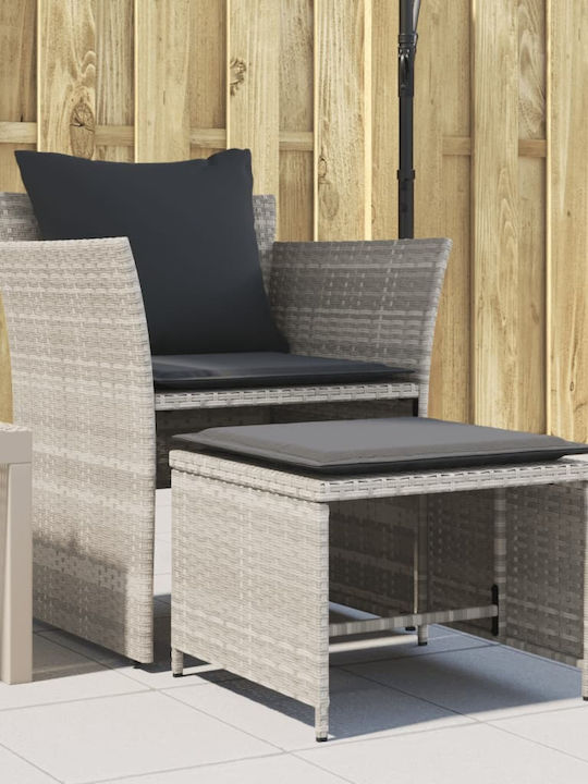 Outdoor-Sessel Rattan Light Grey mit Kissen 50x50x36εκ.