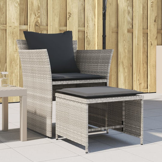 Outdoor Armchair Rattan Light Gray with Cushion 50x50x36cm
