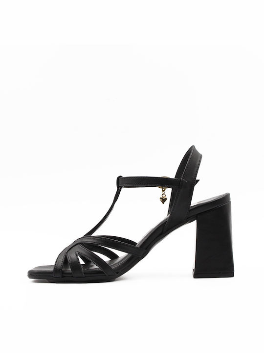 Basic Leder Damen Sandalen in Schwarz Farbe