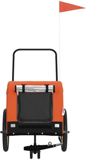 vidaXL Dog Carrying Orange Bicycle Trailer for 45kg Pets L125xW66xH63cm