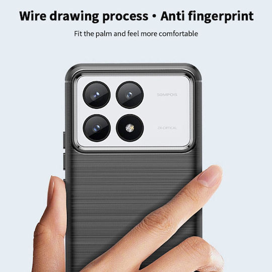 Mofi Brushed Carbon Umschlag Rückseite Silikon Rot (Xiaomi Poco F6 Pro 5G)