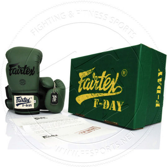 Fairtex BGV11 F-Day Muay Thai Γάντια Πυγμαχίας από Συνθετικό Δέρμα για Αγώνα Πράσινα