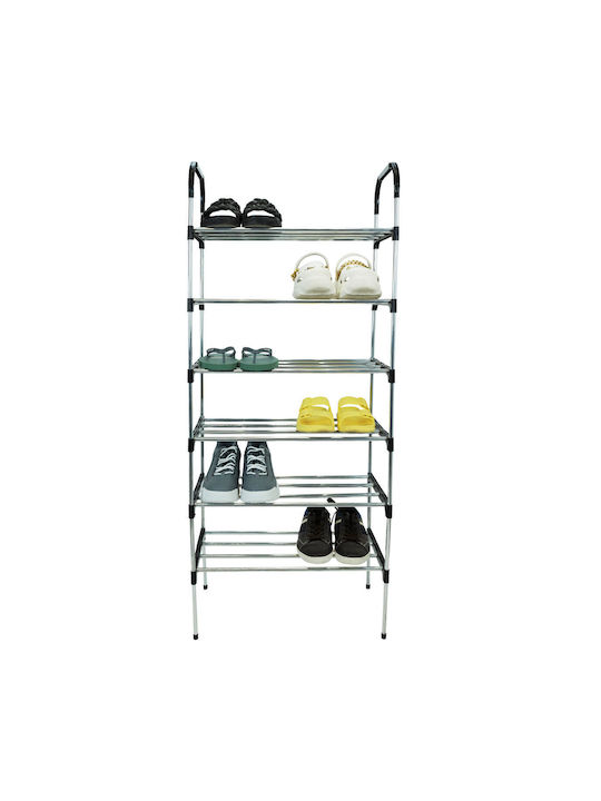 Metal Shoe Organizer Shelf Uncle George 6 Shelves Silver Dimensions 54x27x130cm Vertical Space Organization