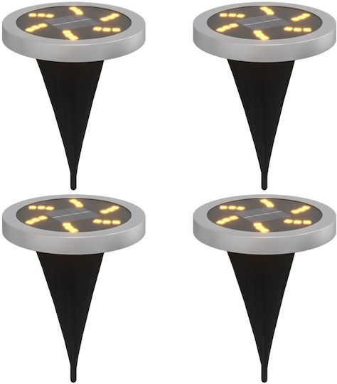 vidaXL Set of 4 Floor Solar Lights 10lm Warm White with Photocell IP65 11cmx13cmcm