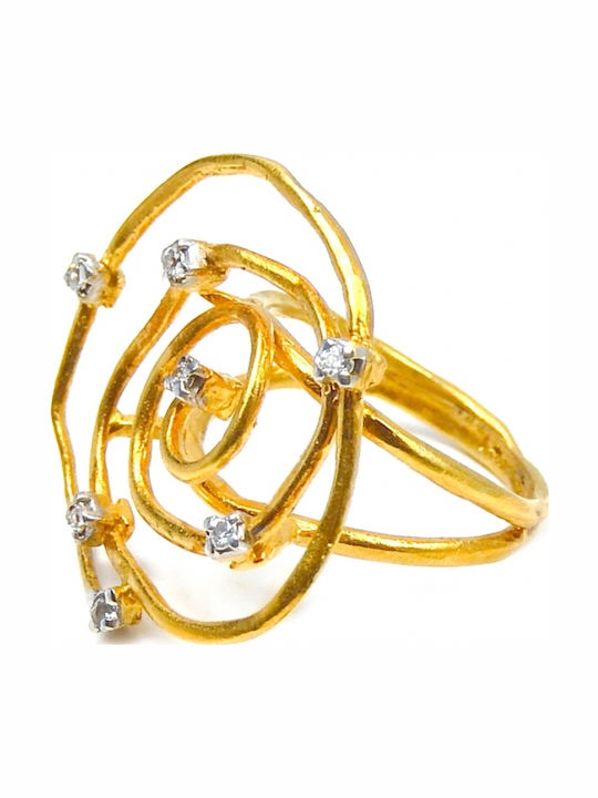 Polytimo Дамски Пръстен с Циркони от Злато 14K