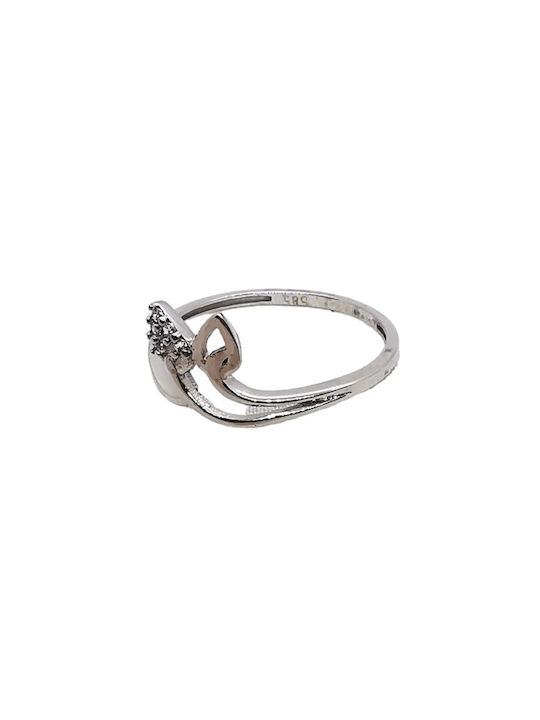 Kosmima1 Ring with Pearls made of White gold 14K