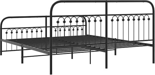 Легло Кингсайз Метално Черно с Ламели за Матрак 183x203см