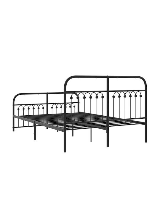 Bett Doppelbett Metall Black mit Latten für Matratze 137x190cm