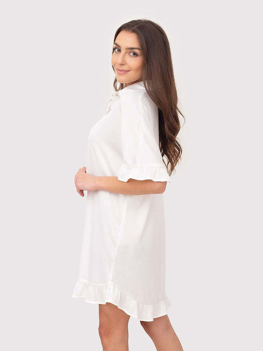 Ax Paris Shirt Dress Dress with Ruffle Beige