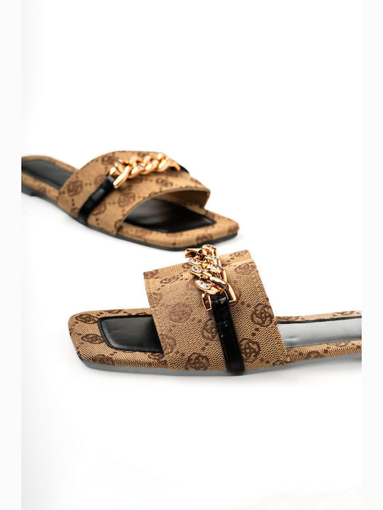 Women's Flat Sandals in Beige Color