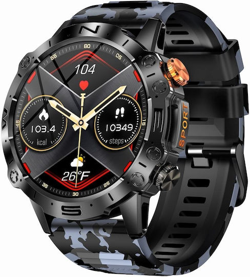 Gravity GT20 46mm Smartwatch with Heart Rate Monitor (Black / Black Camo)