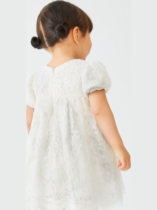 Girls Dress Short Sleeve with Lace Set with Accessories White