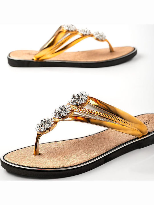 Flache Sandalen für Damen in Gold Farbe