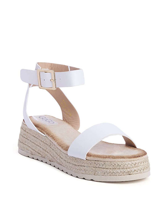 Keep Fred Women's Flat Sandals with Strap Flatforms in White Color